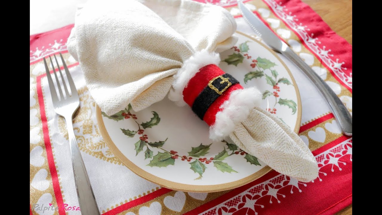 Como fazer Porta Guardanapo Natalino -  Roupa do Papai Noel
