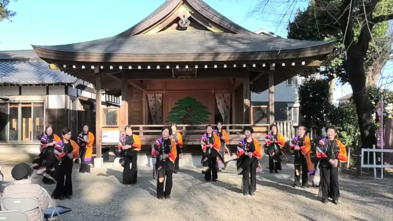 2026 3 8　白岡市　白岡八幡神社　例大祭　神楽殿前　きよしのズンドコ節　ソーランしらおかの皆さん