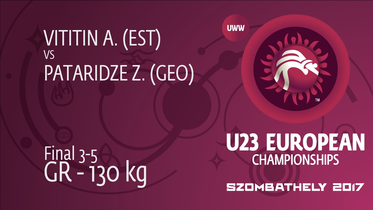 BRONZE GR - 130 kg: Z. PATARIDZE (GEO) df. A. VITITIN (EST) by TF, 8-0