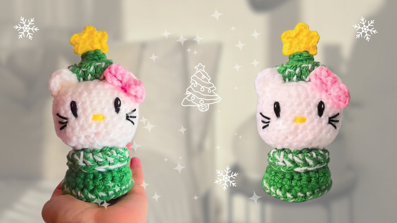 How to Crochet a Hello Kitty Christmas Tree | Step by Step Holiday DIY Tutorial