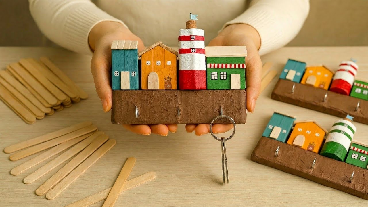 ✨️ Turn Popsicle Sticks into a Beautiful Wall Decor Key Holder 🏠| Store-Bought Look DIY ✨️