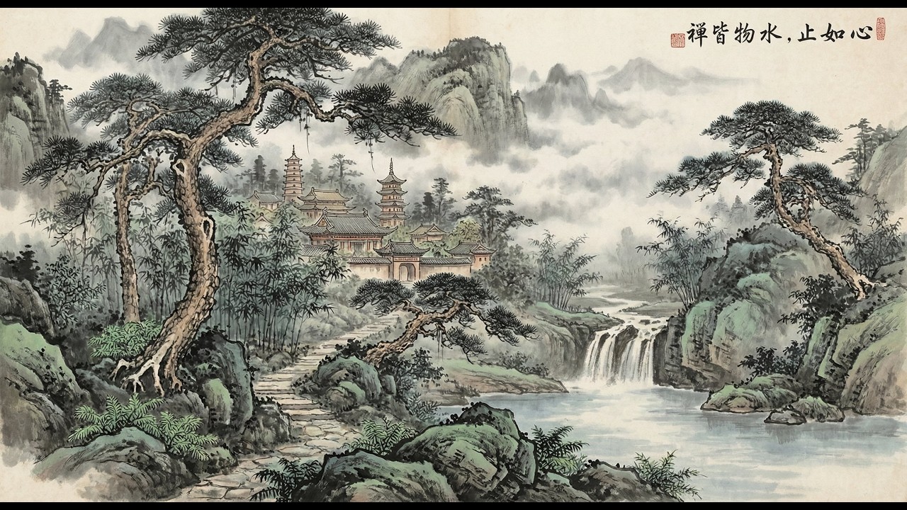 禅院山涧｜流水禅意国风氛围｜1小时冥想静心·放松减压 ｜Chinese Ambience (1 Hour) | Meditation • Sleep • Focus