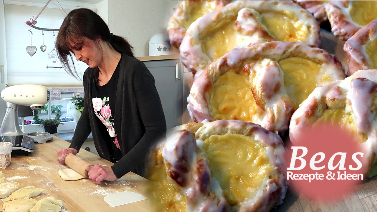 PUDDINGTEILCHEN selber backen – Puddingbrezel Rezept - Plunderteig