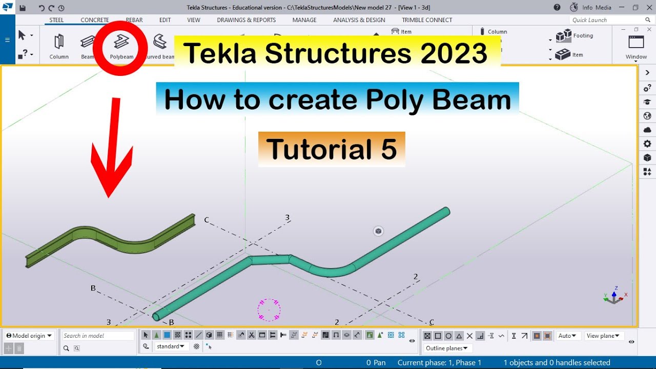Tekla 2023 Tutorial 5 | How to create Poly Beam in Tekla Structures 2023