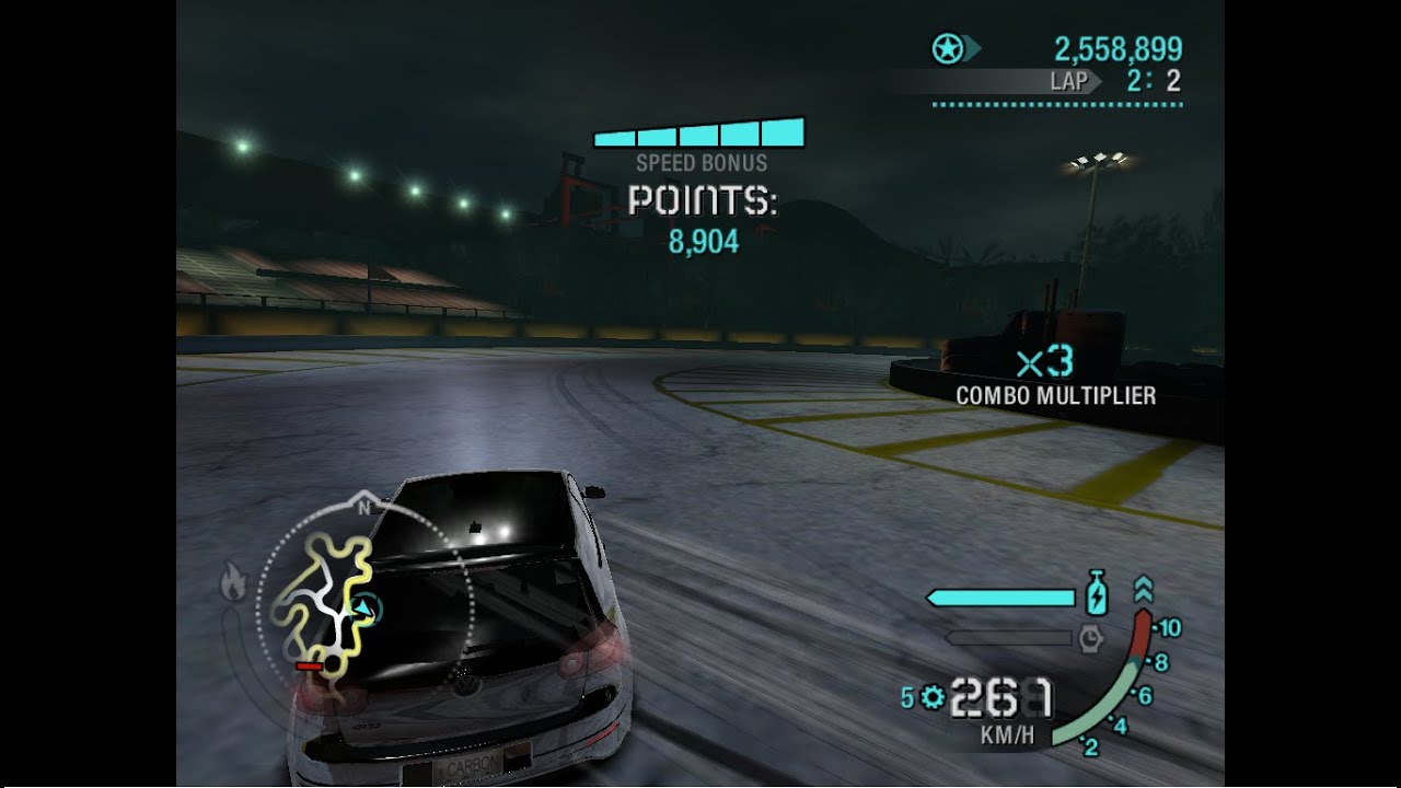 NFS Carbon DRIFT | Main Street Drift | 2 laps Golf R32 (keyboard)