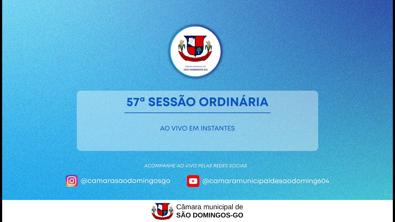 Sessão Ordinária do dia 25/02/2026 da Câmara Municipal de São Domingos-GO, às 18:00 hs