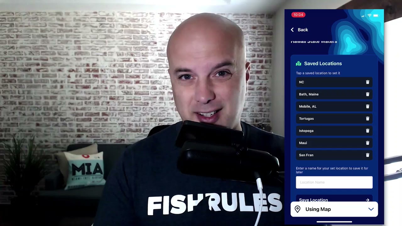 Fish Rules App v6 New Feature - Save a Location
