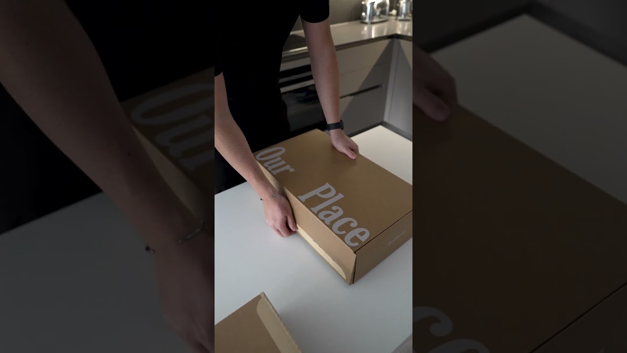 unboxing Our Place pans and pots