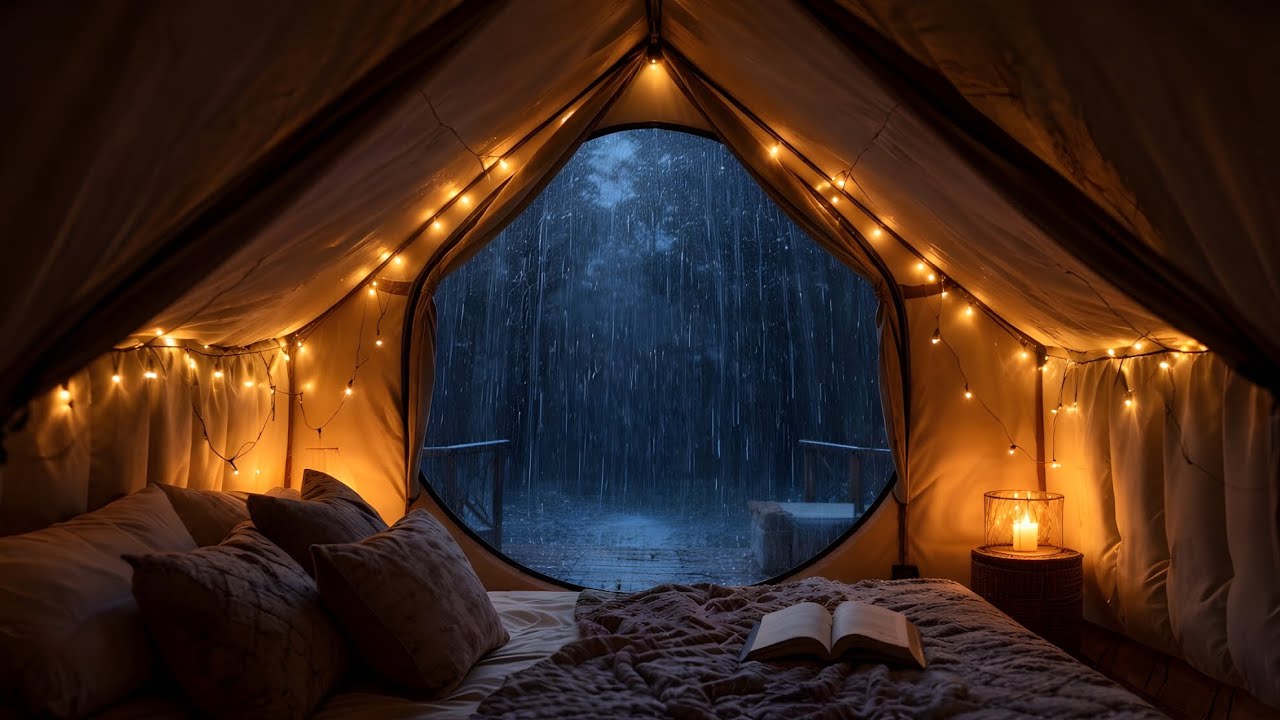 Relaxing Camping in Heavy Rain | Warm Tent Ambience, Pure Rain ASMR
