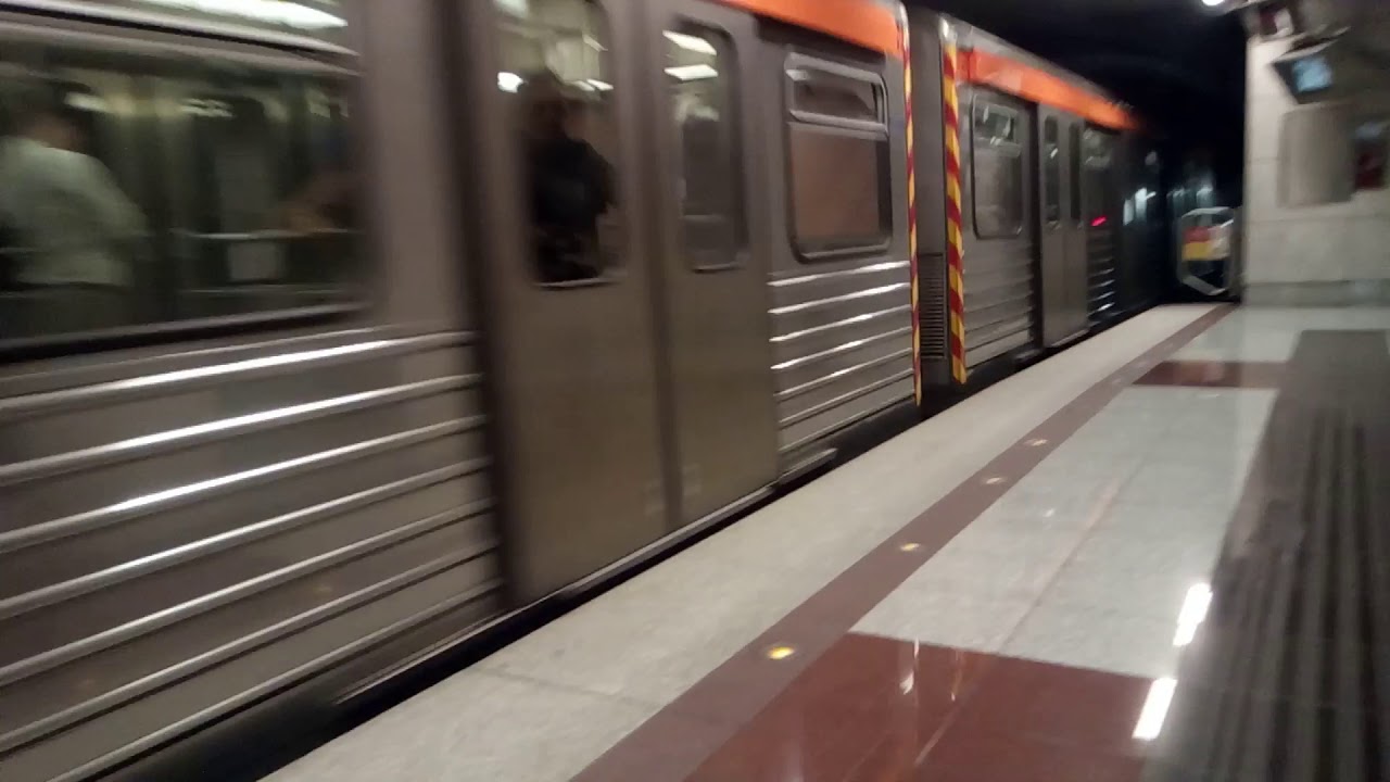 Greece Athens metro night from antoupoli to peristeri