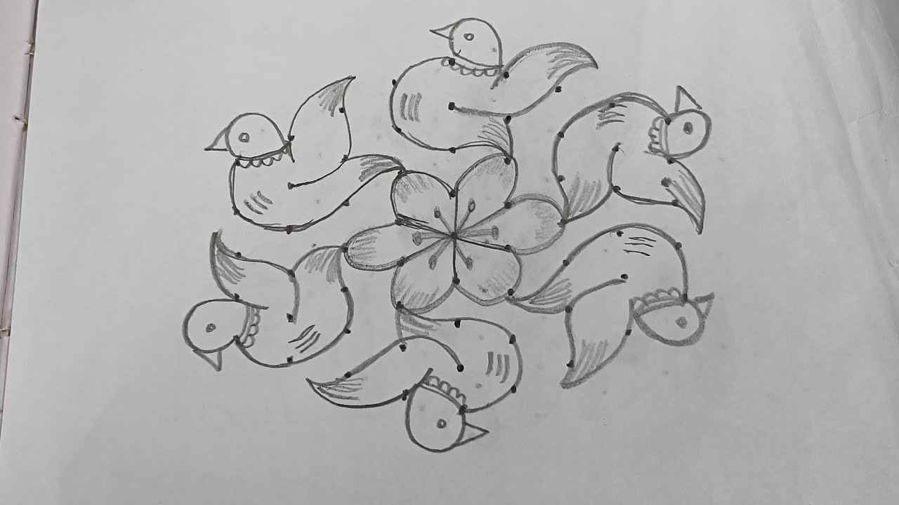 9×5 Bird Kolam||SnS Kolam 