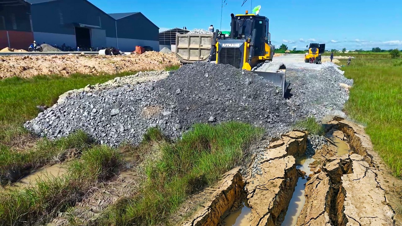 SHANTUI Dozer Mastery  Road Connection Successfully Completed Stone Landfill Work