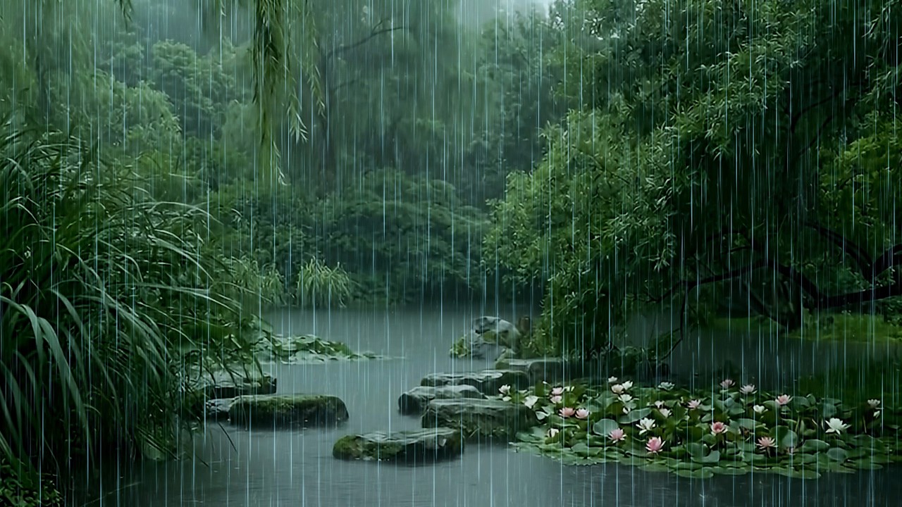 Heal Your Mind with Real Rain Forest | ASMR Rain on Forest Lake to Sleep, Relax Deeply