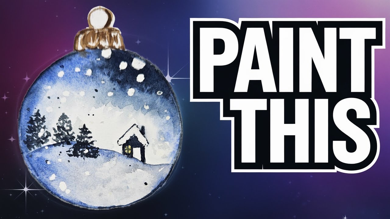 Paint a SNOWY Winter Landscape in Minutes | Paint with me cozy painting
