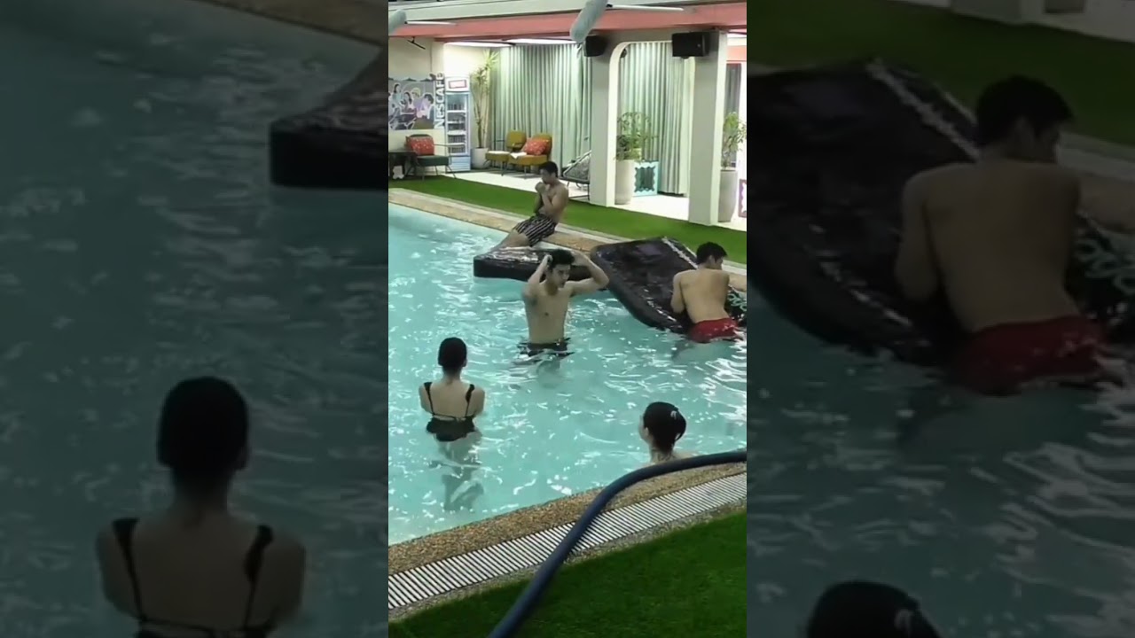PBB collab celebrity housemates chilling in swimming pool. #pbbcollab #pbb
