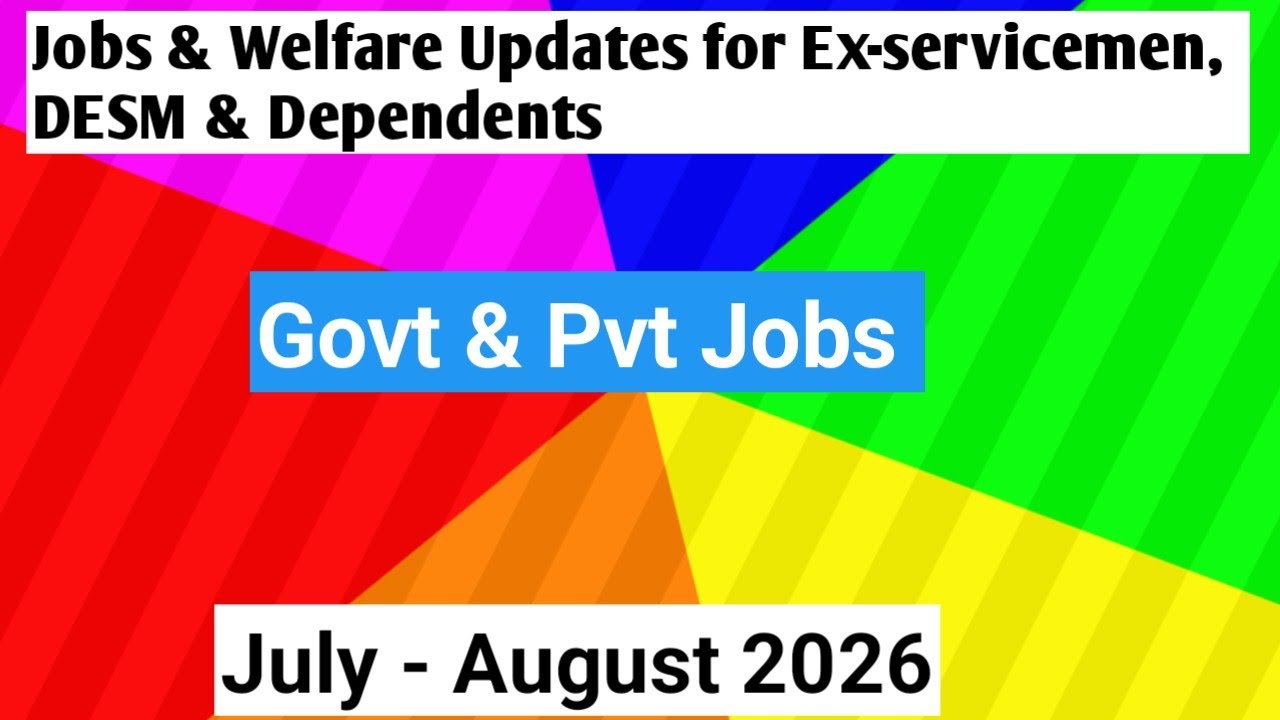 JOBS & WELFARE UPDATES FOR EX-SERVICEMAN , DESM & DEPENDENTS#jobs #welfare #vacancy #ksb #dsc #xman