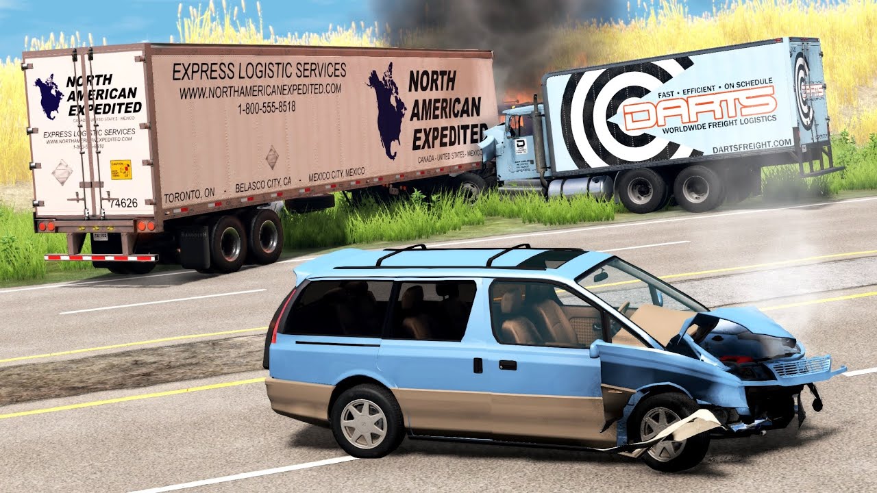 Highway Pileup Crashes 5 | BeamNG.drive
