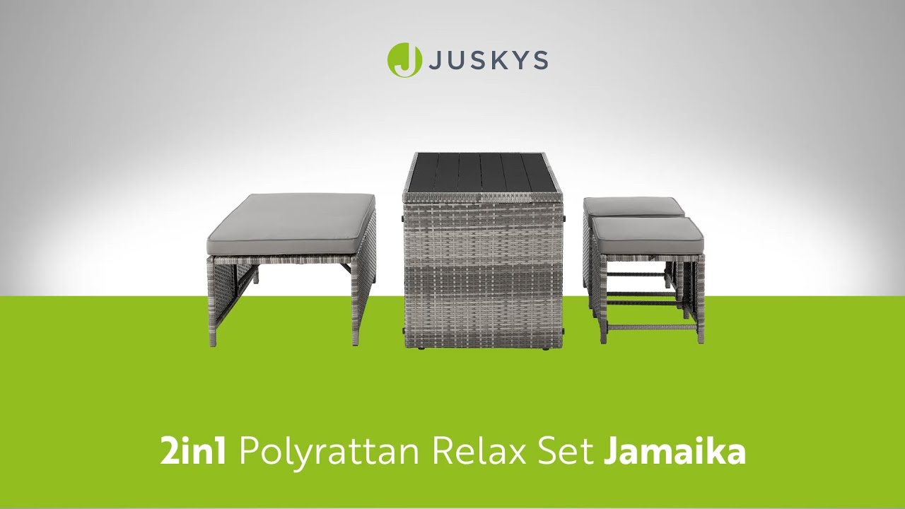 2in1 Polyrattan Gartenm&ouml;bel Jamaika - Lounge Set f&uuml;r Balkon & Garten