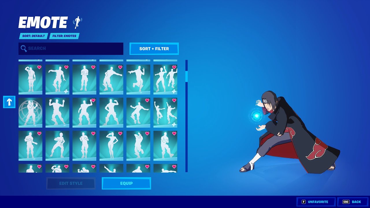 ALL FORTNITE ICON SERIES AND [NEW] TIKTOK EMOTES  (Itachi uchiha ,shuriken )
