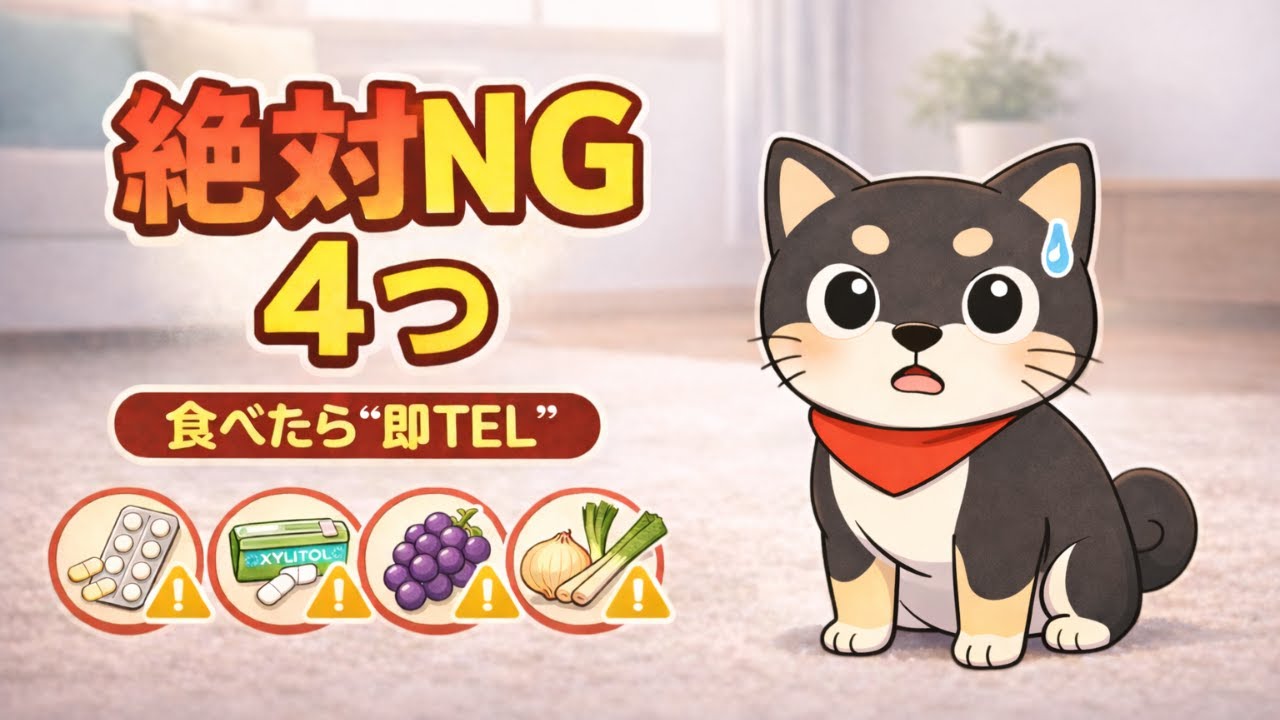 絶対NG4つ 犬が食べたら“即TEL”な4つ（薬キシリトールぶどうネギ）#犬 #誤食 #中毒