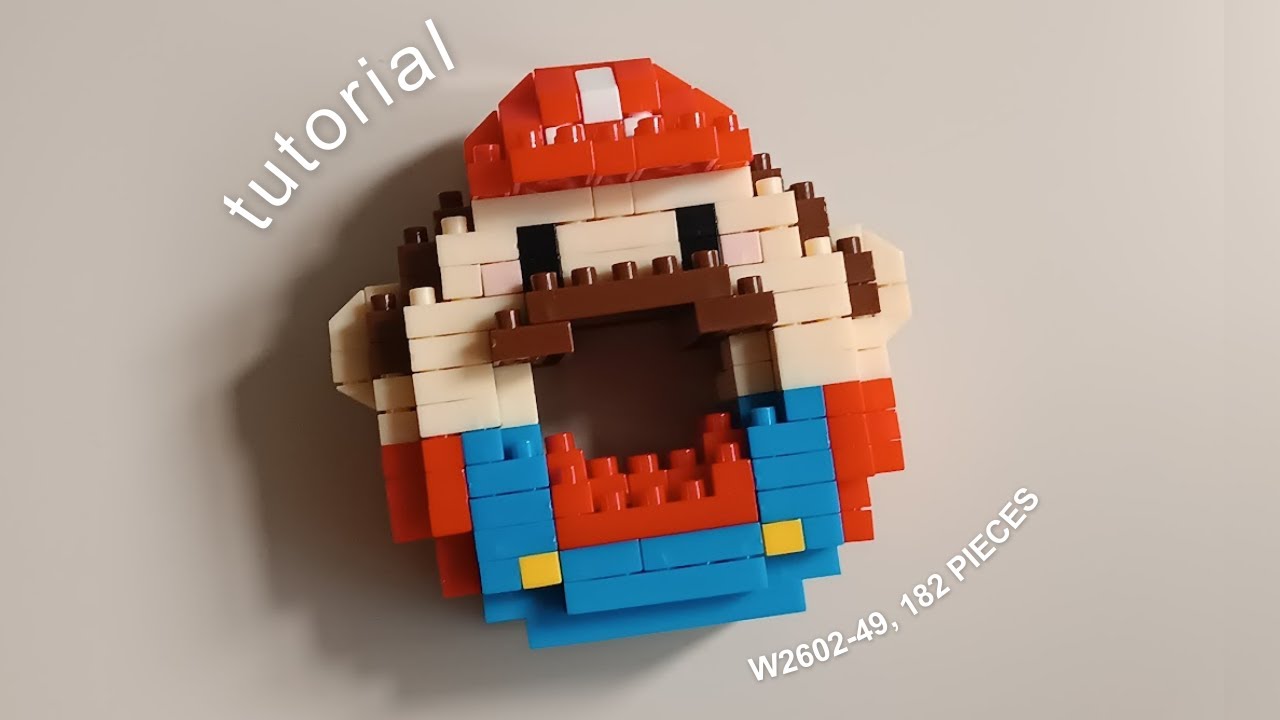 How to Build Mario Step by Step Donut Bricks Tutorial W2602-49 (182 Pieces) Bricks Make a Wise Life