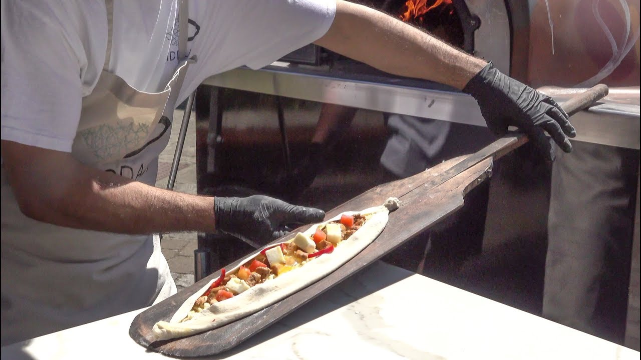 Turkish "Pide", Filled Bread in Wood Fired Oven. London Street Food