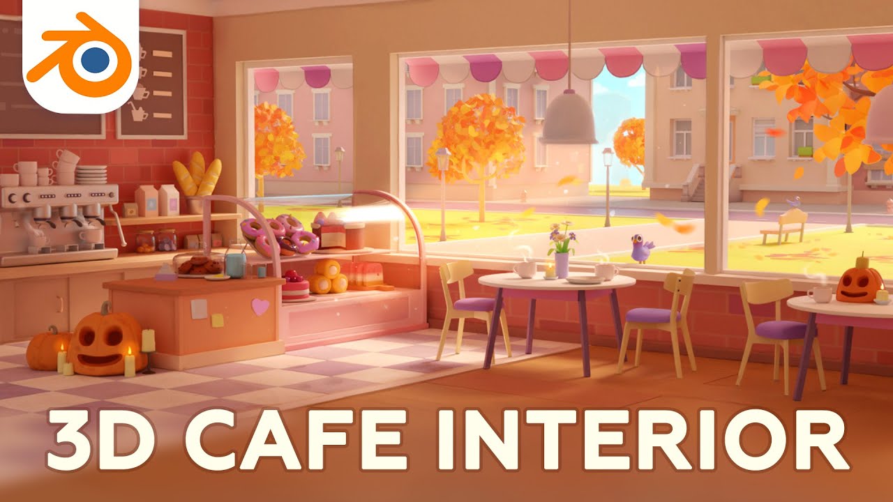 How to create a cozy cafe interior? Illustration in Blender