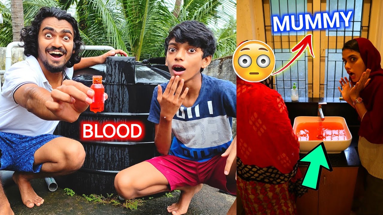WATER TANK ൽ FAKE BLOOD നിറച്ചു💉MUMMY പേടിച്ച് കരഞ്ഞു😱🤣🤣| HIBA & FAZI