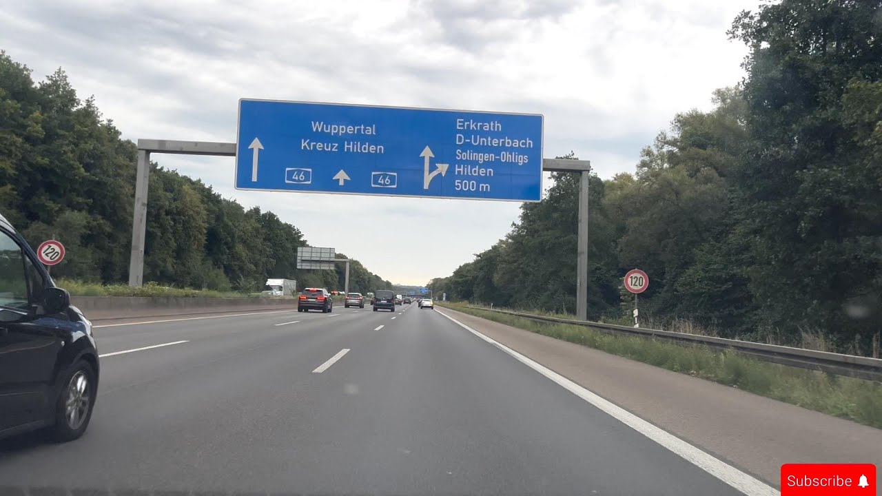 4k Relaxing Drive on the Autobahn A46 and A42 in Germany from Dusseldorf to Essen
