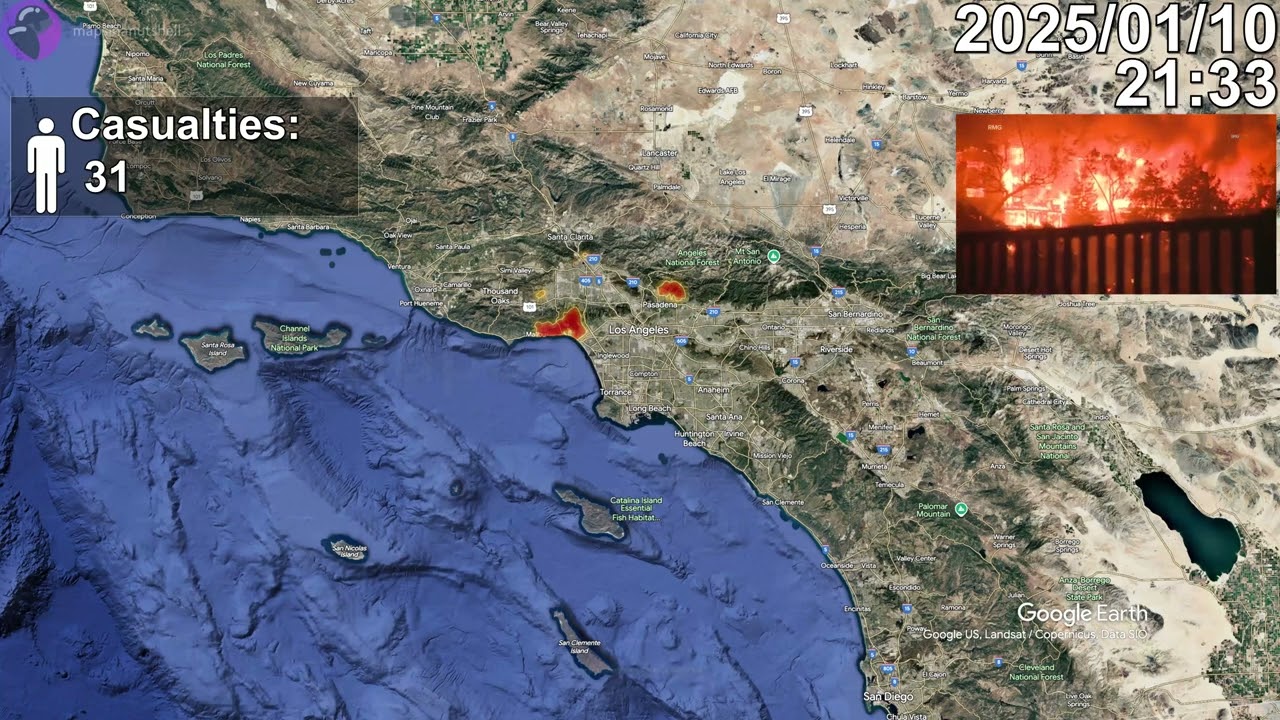 California Wildfires: Every Minute Mapped using Google Earth