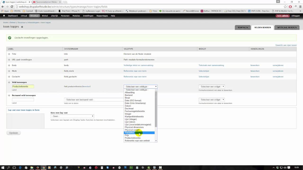 Inhoudstype toon topjes