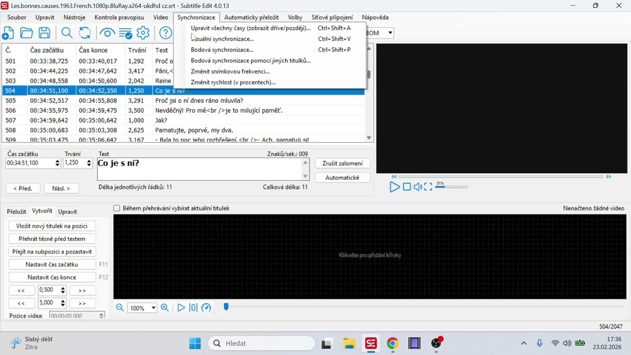 Změna framrate v Subtitle Edit