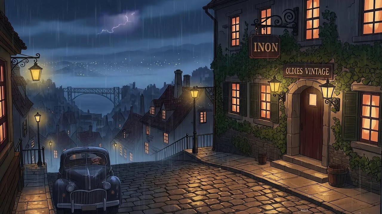 1940s Oldies Playing in Another Room 🎶 | Cozy Disney Rain Ambience for Relaxation & Focus