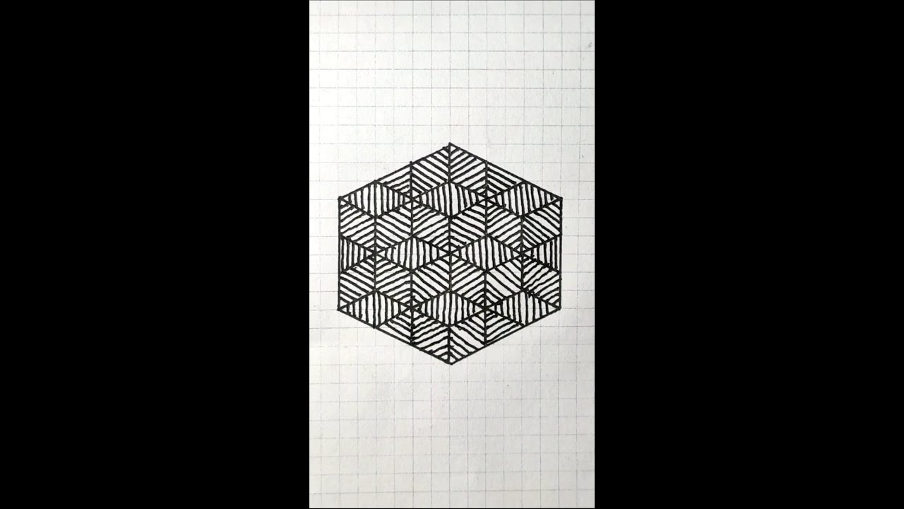 Satisfying Hexagonal Eye Catching Art On Paper 🏵 || #shorts #art #artwork #sketching #satisfying