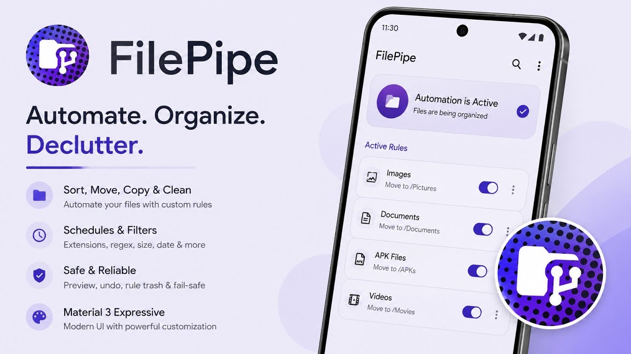 📂 Stop Organizing Files Manually! Meet FilePipe Android App ⚡