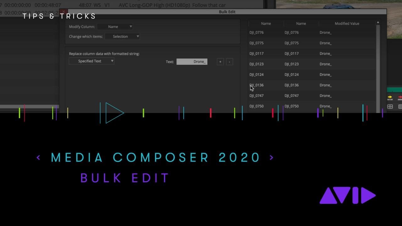 Avid Media Composer 2020.4: Bulk Edit