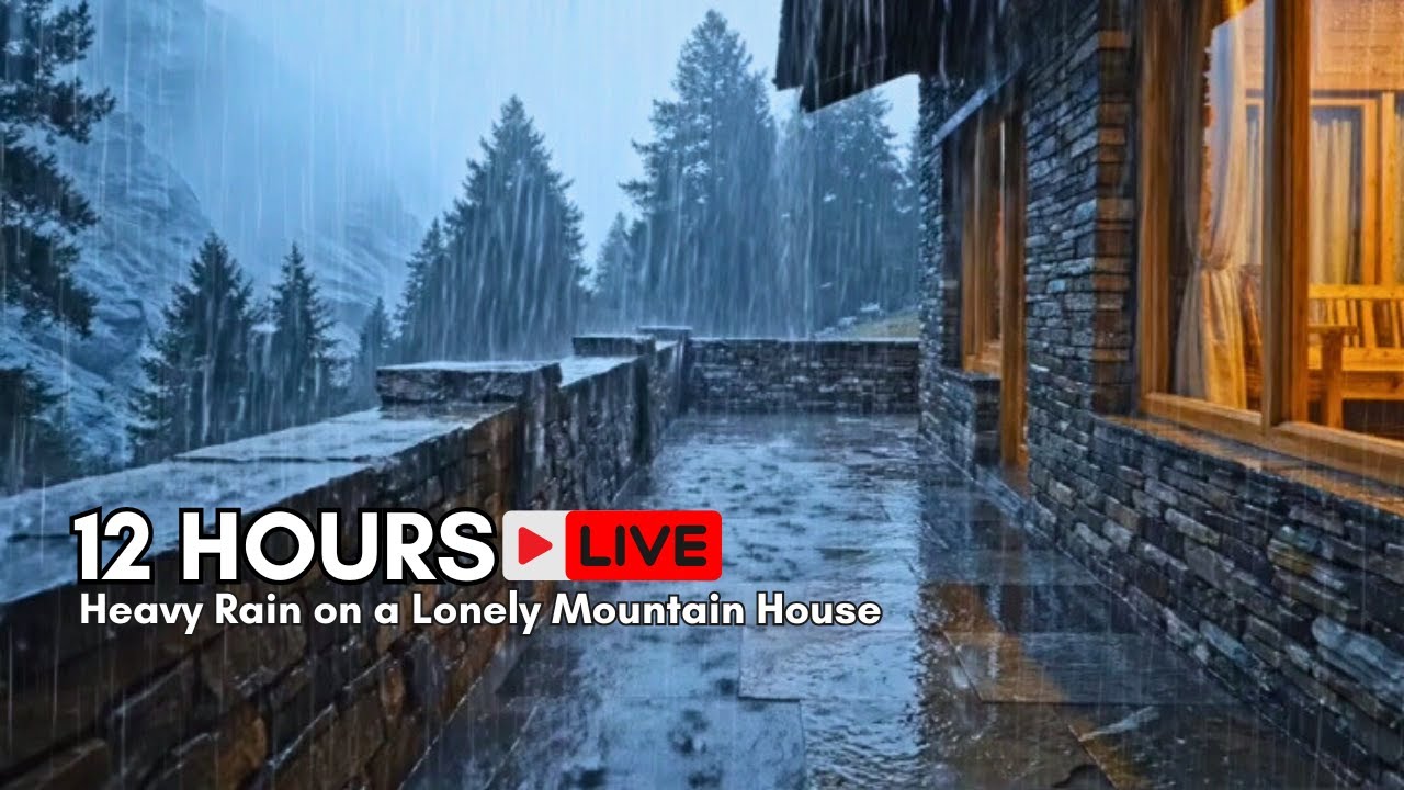 Heavy Rain on a Lonely Mountain House | Deep Sleep, Stress Relief, Relaxing Ambience