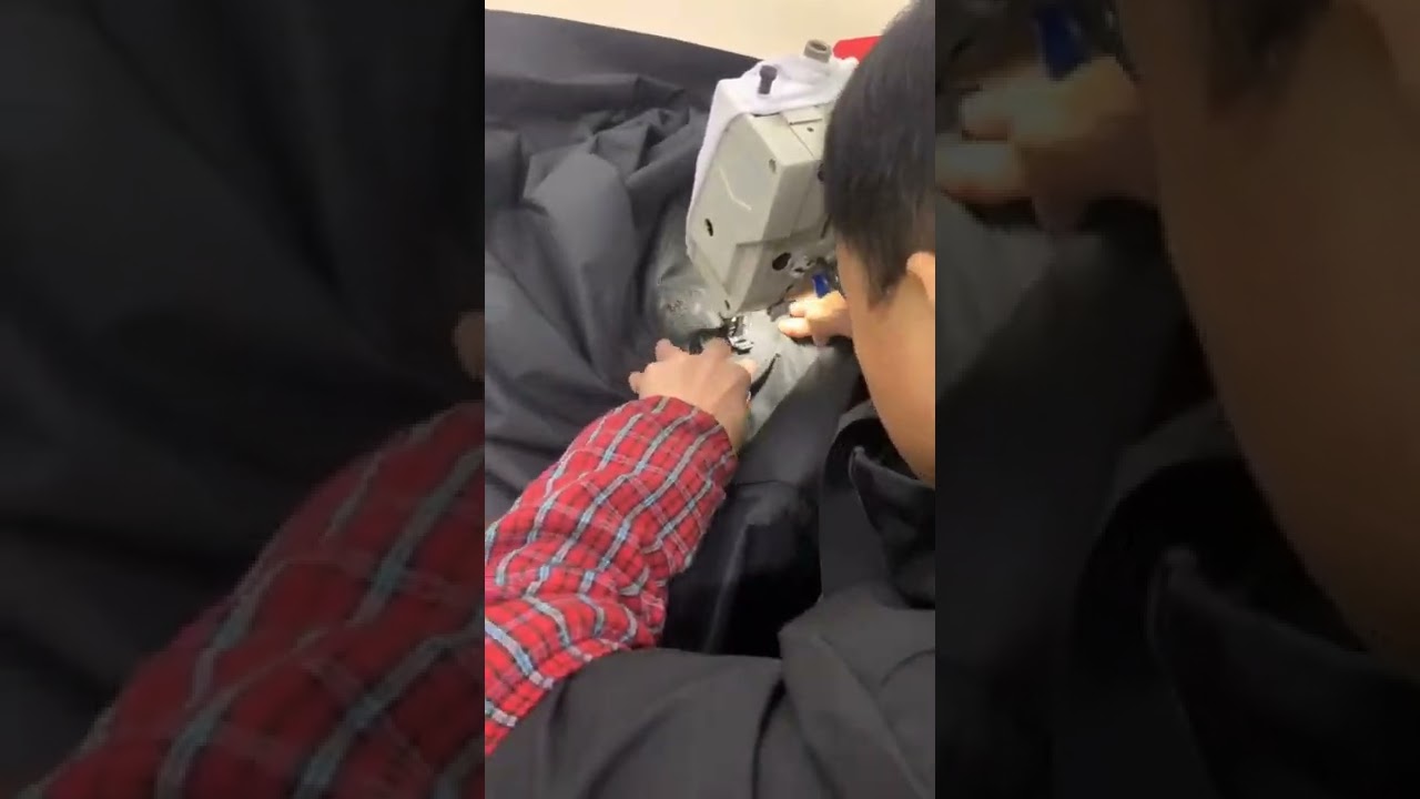 zigzag sewing on the leg frame of inflatable tents
