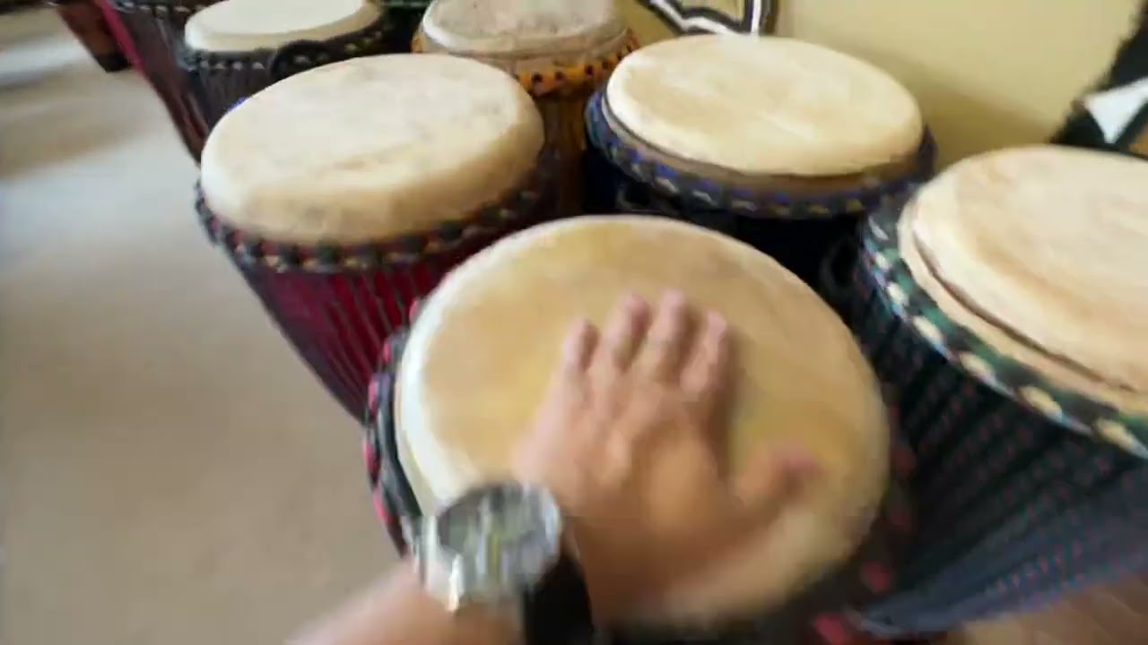 Touching the instruments at Motherland Music in Inglewood,CA