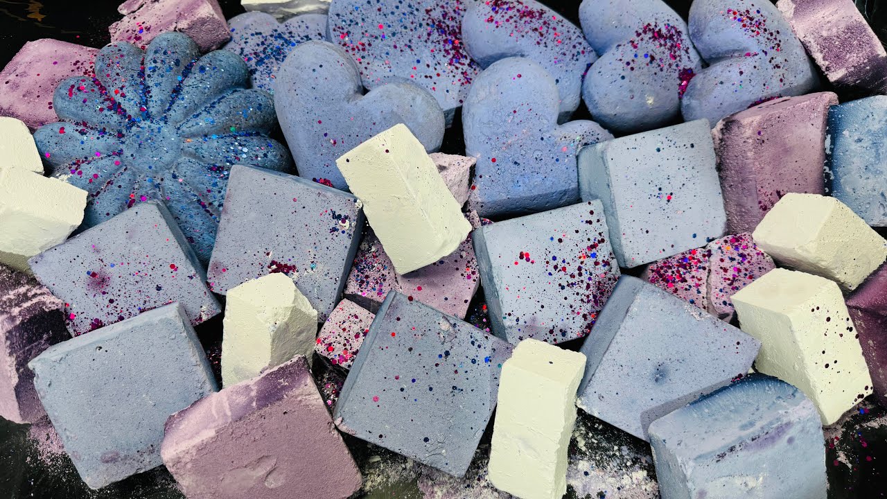 Blue Dyed Chalk ASMR Crush Reform Video | Oddly Satisfying Chalk ASMR  Block 