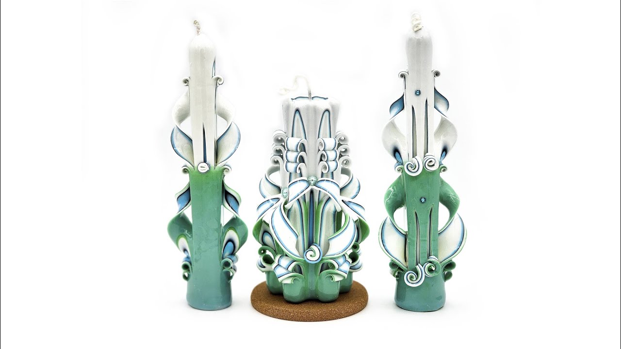 Wonderful Carved Candle Set "Magnolia"