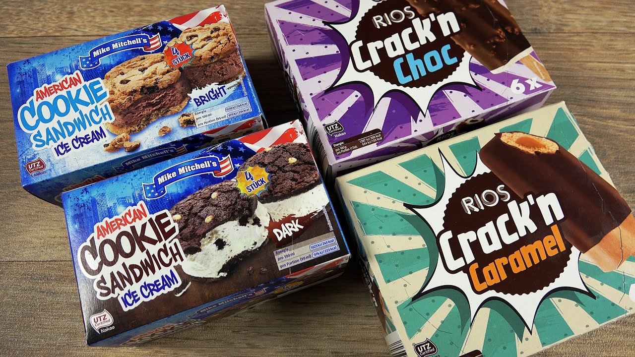 American Cookie Sandwich Ice Cream & Crack'n Choc & Caramel
