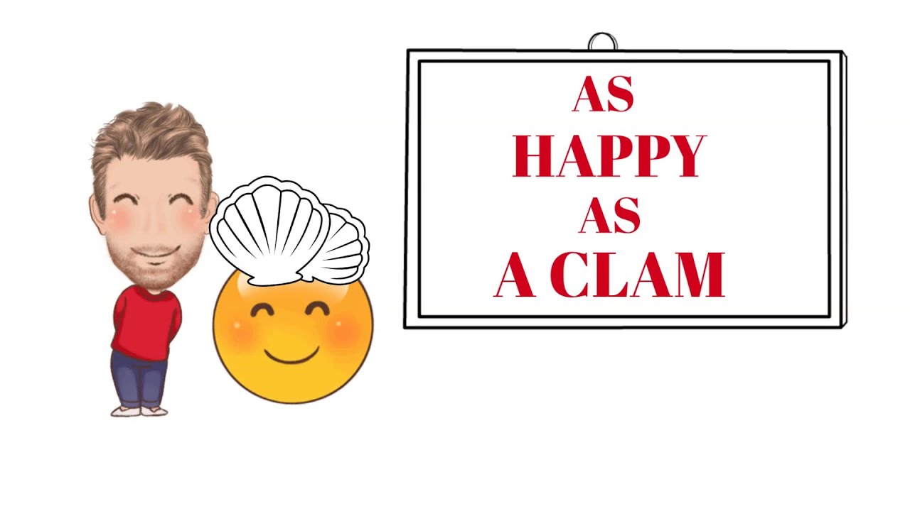 English Tutor Nick P Adjective Phrase (101) As Happy as a Clam - Origin  -Animated