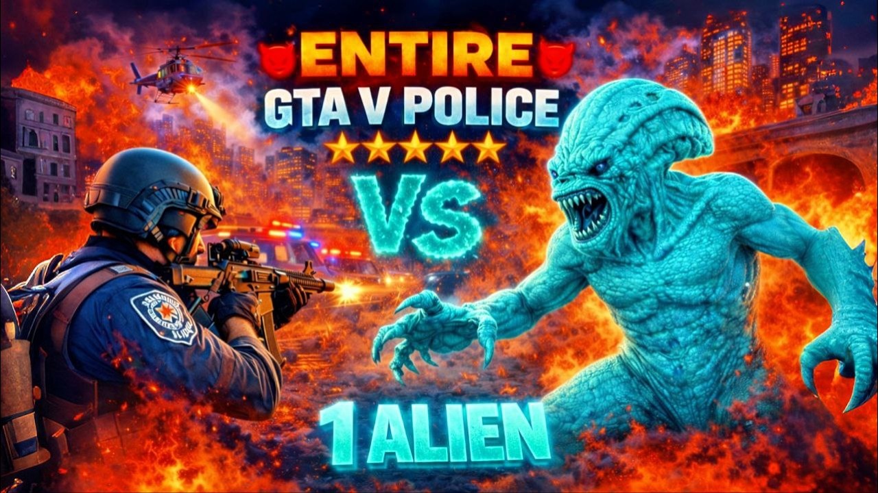 👽🔥 LIVE: Entire GTA V Police vs 1 Alien 😈🔥 (5★ Wanted) 🔴PART-4