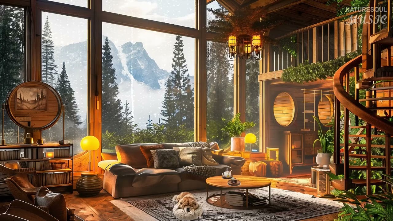Rainy Mountain Cabin at Sunset 🌧️ Cozy Lake View Ambience for Deep Sleep | By NatureSoul Music