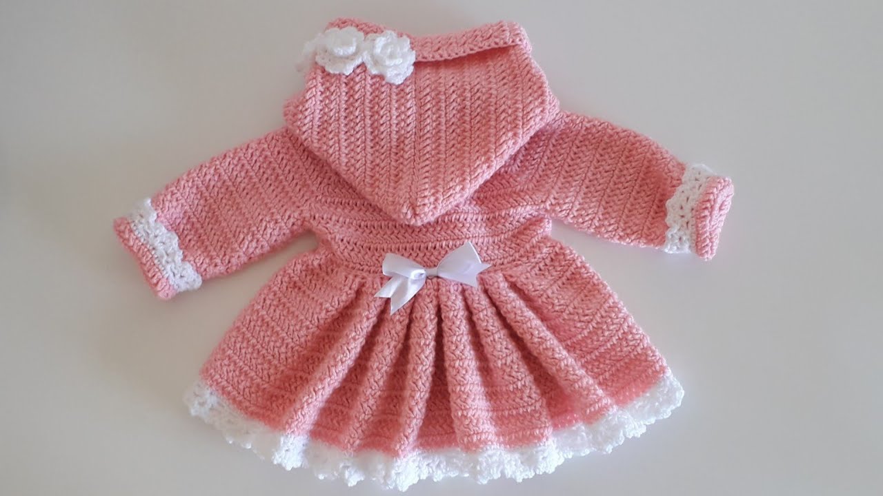 Crochet #17 How to crochet a hooded coat for a baby girl / PART1
