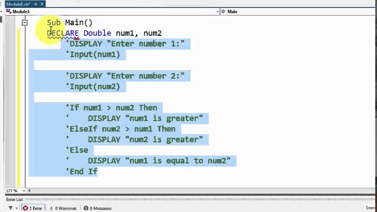 Visual Basic - Псевдокод в If-Else Преобразование If-Else