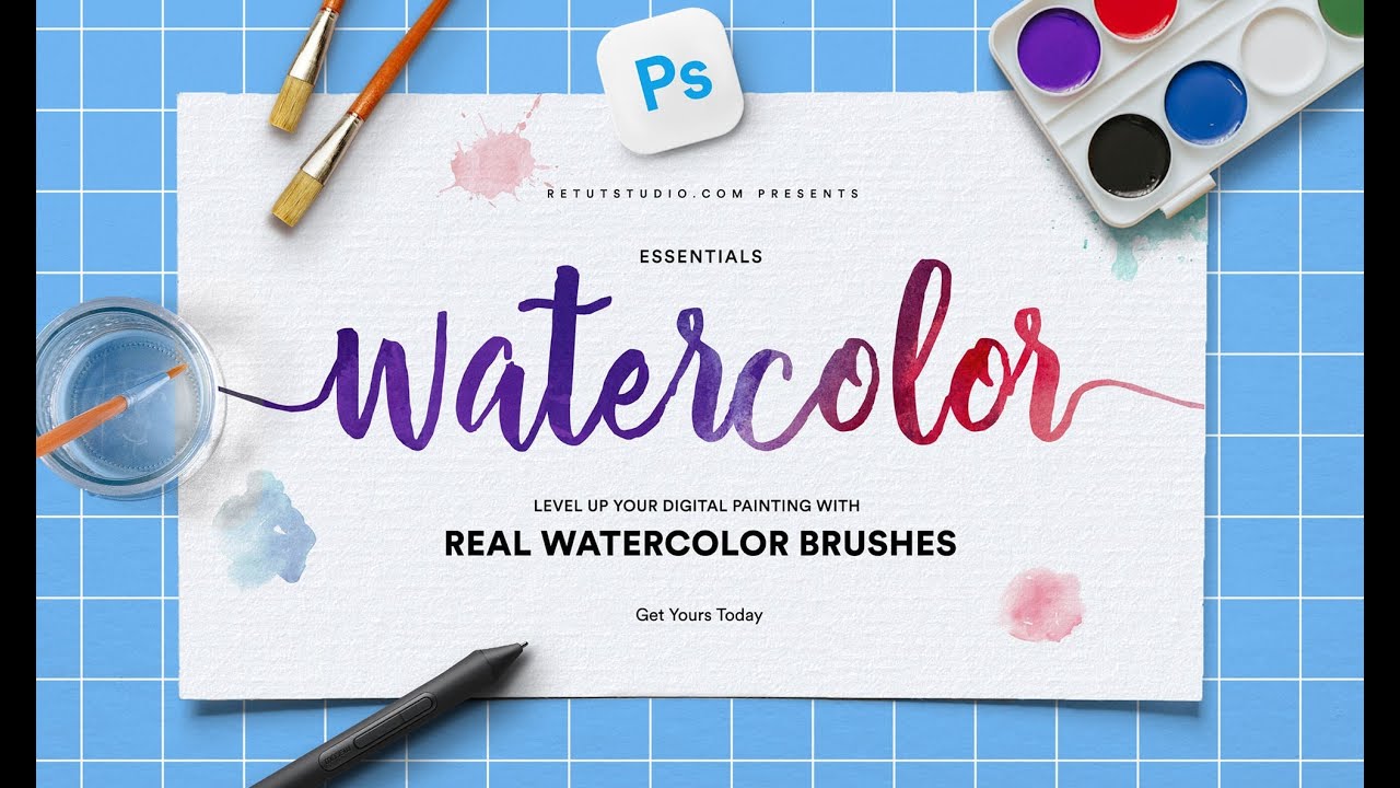 Essentials Watercolor Brush Set for Photoshop (Promo)