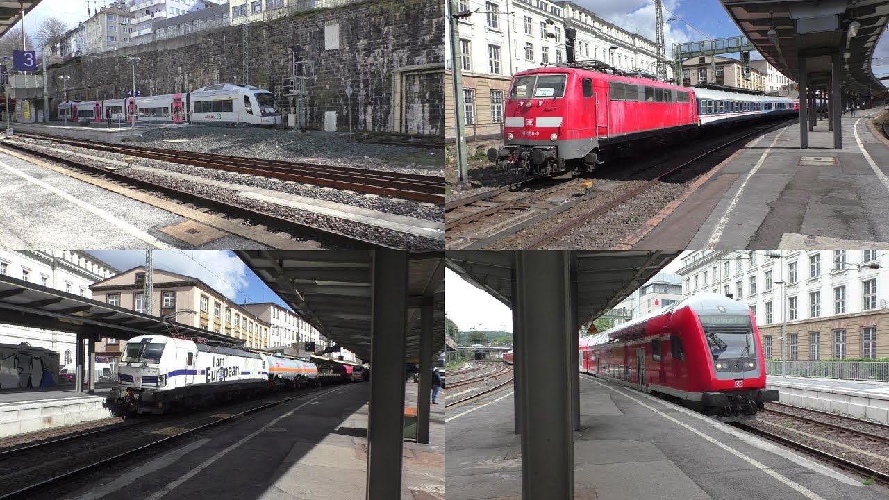 Bahnverkehr in Wuppertal Hbf mit Br 110 & 111 + n-Wagen(TRI & GfF), Integral, ICE 1&2, Güterzug uvm.