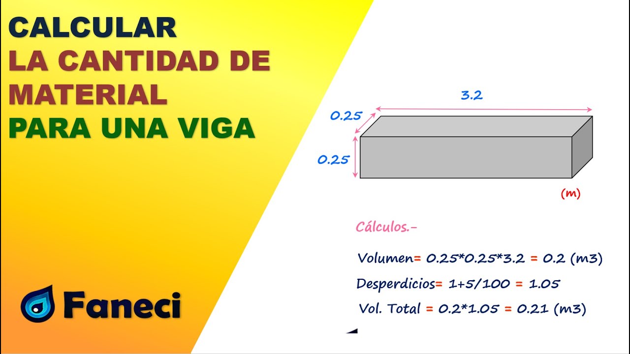 CALCULAR LA CANTIDAD DE MATERIAL PARA UNA VIGA✅